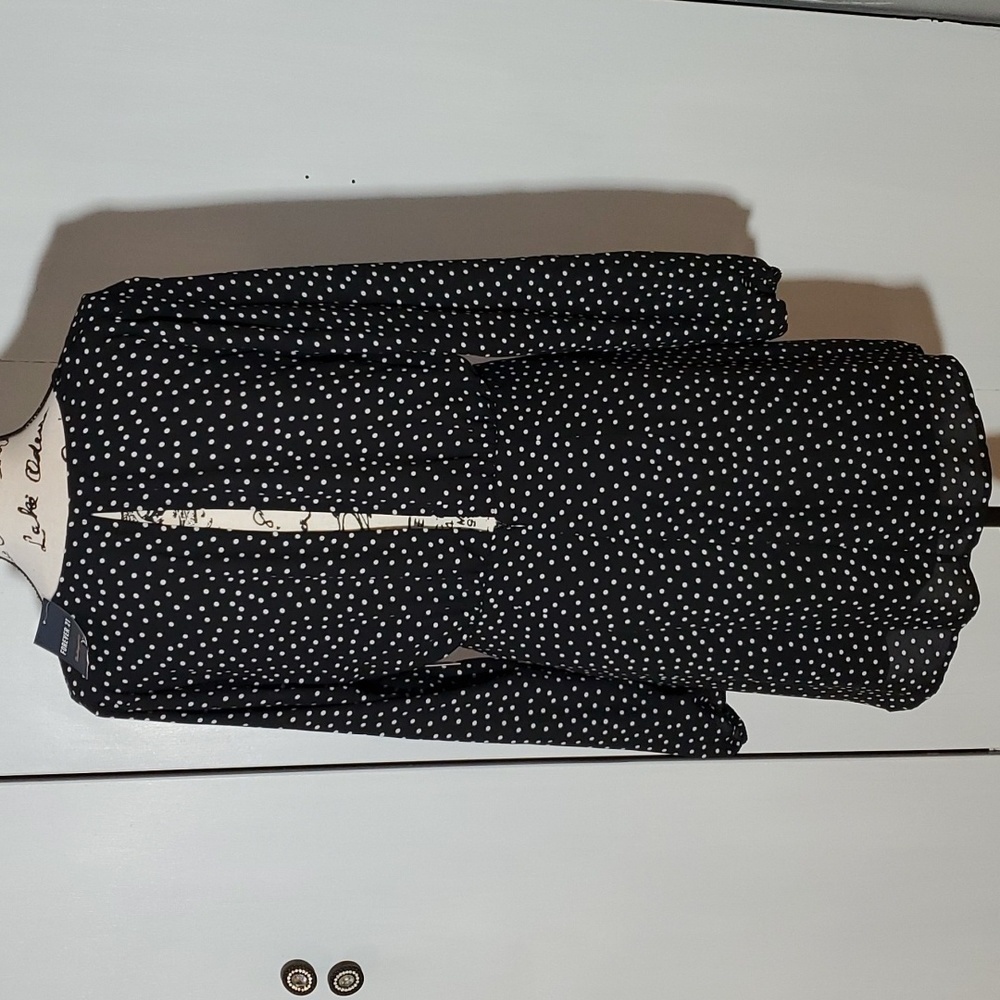 Forever 21| Womens Black/White Polka Dot Deep V Plunge Mini Dress Sz.XL - Picture 7 of 10